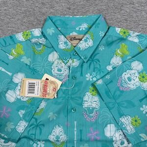 RSVLTS x Disney Shirt Mens Large Blue Island Smilin Mickey Mouse Stretch NEW
